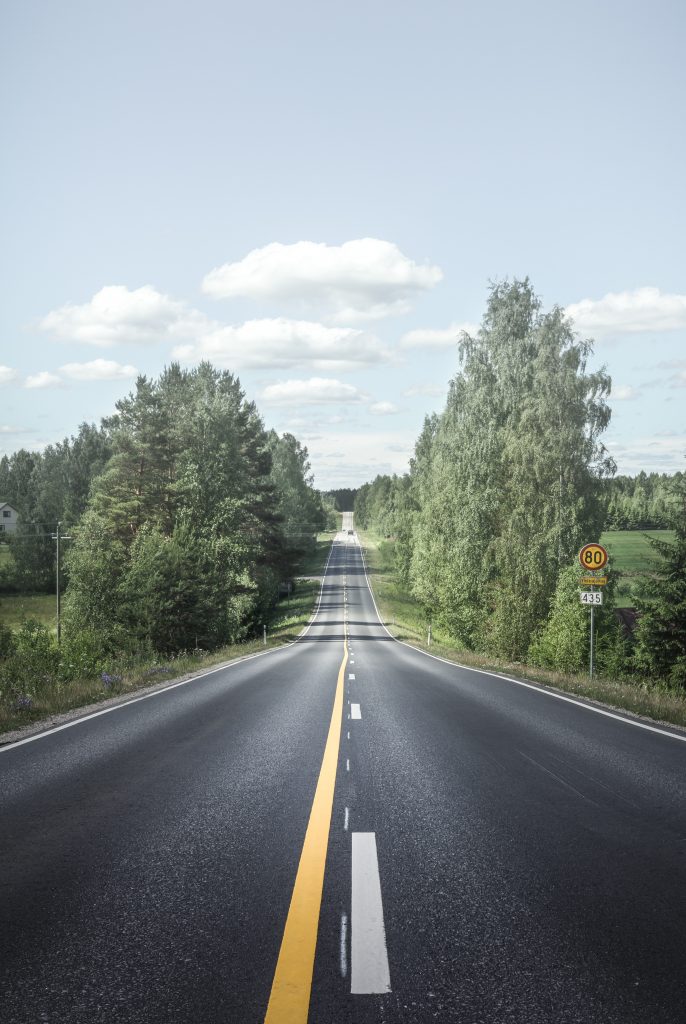 Route entourée d'arbres