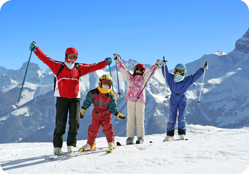 famille au ski